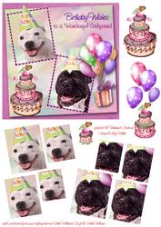 White Staffie & Brindle Staffie Girlfriend Birthday Pyramid