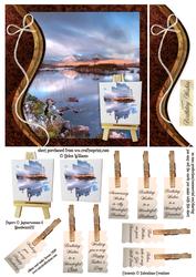 Swirl Border & Painters Easel Rannoch Moor 6x6inch Topper