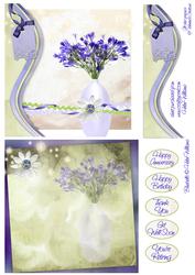 Bluebell & Ribbons Cut Away Swirl Bordercard Front 144x144mm