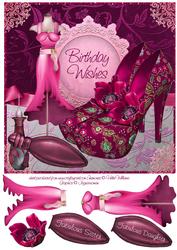 Fabulous in Pink Shoes & Perfume Anemone 8x8inch Birthday