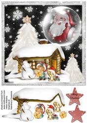 He Comes at Night 8x8inch Christmas Scene