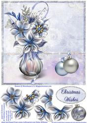 Winter Flowers in Silver & Blue 8x8inch Step by Step