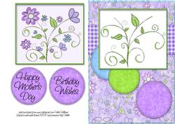 Add Your Own Buttons Card Front A5 Purple Floral Vine
