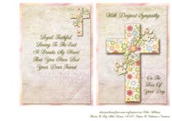 Loss of a Dog Floral Cross Sympathy Card & Insert