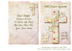 Loss of a Cat Floral Cross Sympathy Card & Insert