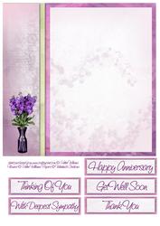 Purple Flowers Bookmark Card Insert 8x8inch
