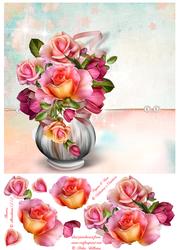 Pink Rose Romance 8x8inch Step by Step