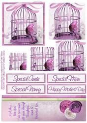 Purple Bird Cage & Paper Roses Pyramid Layers