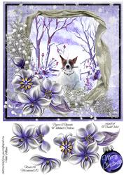 Winter Flowers & Jack Russell in the Snow 8x8in Step by Step