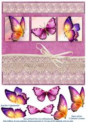 Butterfly Trio & Vintage Lace 8x8in Step by Step
