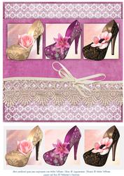 Shoe Trio & Vintage Lace 8x8in Topper