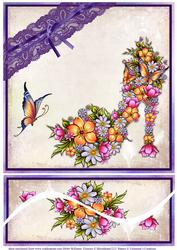 Floral Shoe Butterfly & Lace 8x8in Swirl Stacker