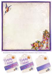 Floral Shoe Butterfly & Lace Insert 8x8in