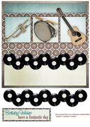 Music Trio Guitar Drum Trumpet 8x8inch Topper
