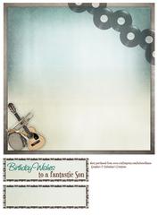 Music Trio Guitar Drum Trumpet 8x8inch Insert