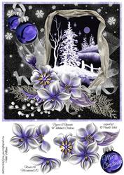Winter Flowers Christmas Tree at Night 8x8inch