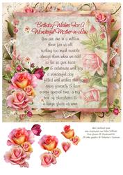 Pink Rose Mother-in-law Birthday Verse 8x8inch Step by Step