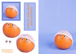 Humorous Orange Get Well Soon / Accident Card