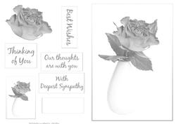 Single Rose Thinking of You, Sympathy Quick Card in Black and White