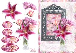 Pink Lily & Rose Frame Card Front