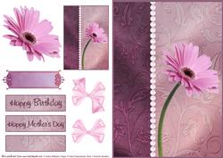 Pink Gerbera & Pearl Card Front.