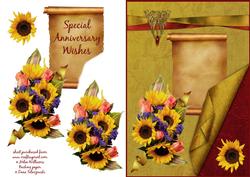 Sunflower & Rose on Ruby & Gold