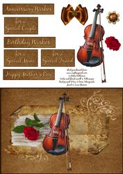 Violin, Red Rose and Music