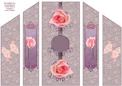 Pink Rose on Grey Theatre Fold Panel Card