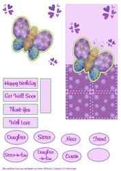 Patchwork Butterfly Dl Card