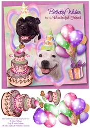cup887779_443 - White Staffie & brindle Staffie 8x8 Birthday Card front Friend
