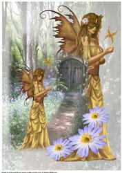 Fairy in Her Woodland Home Floral A4 Topper