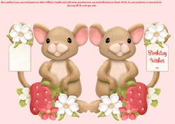 Mouse & Strawberries Shaped Card.