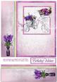 Bookmark Border Purple Flowers & Trike 8x8inch Topper