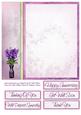 Purple Flowers Bookmark Card Insert 8x8inch