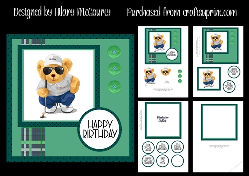 Golfing Bear Birthday Card