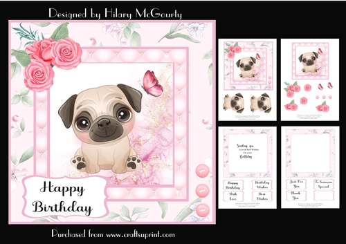 Pug Dog Birthday Card