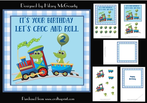 Crocodile Express Birthday Card for Ages 1-9