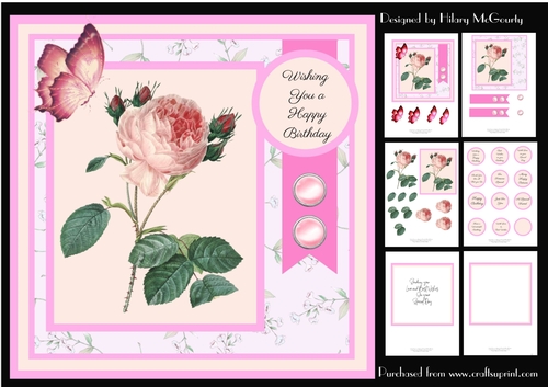 Pink Rose & Butterfly