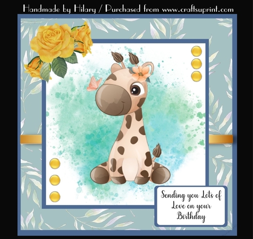 7 Inch Square Card Mini Kit -  Cute Little Giraffe