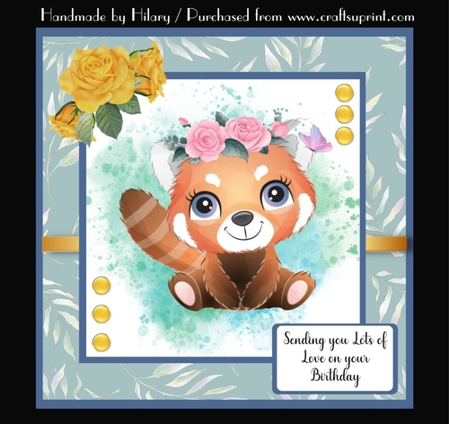 7 Inch Square Card Mini Kit -  Cute Little Red Panda