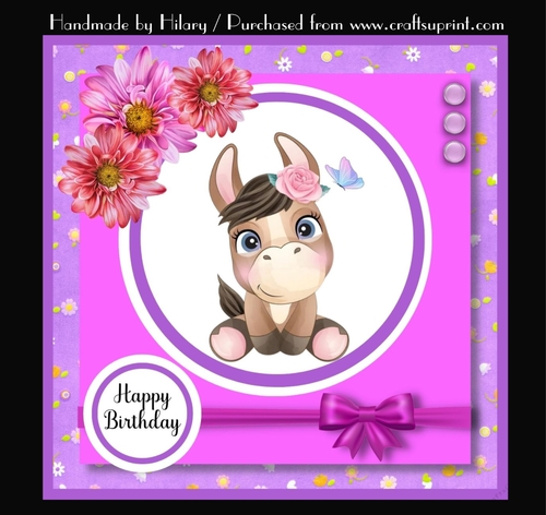 7 Inch Square Card Mini Kit -  Cute Little Horse