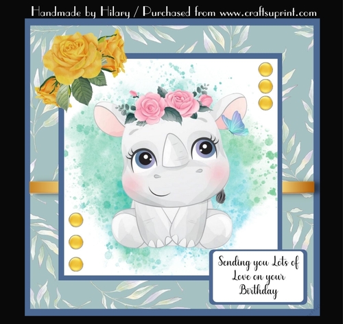 7 Inch Square Card Mini Kit -  Cute Little Rhino