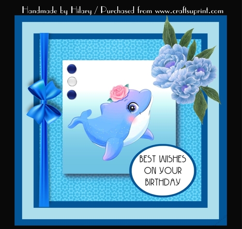 7 Inch Square Card Mini Kit -  Cute Little Dolphin