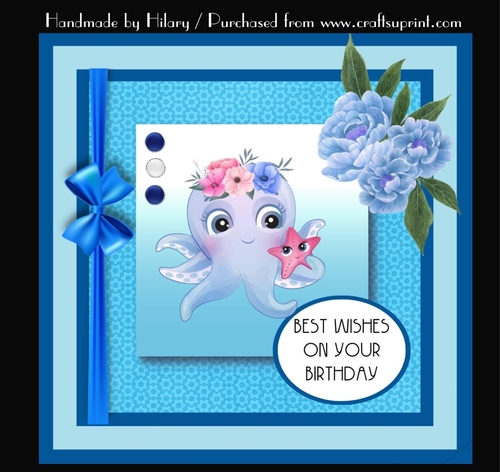 7 Inch Square Card Mini Kit -  Cute Little Octopus