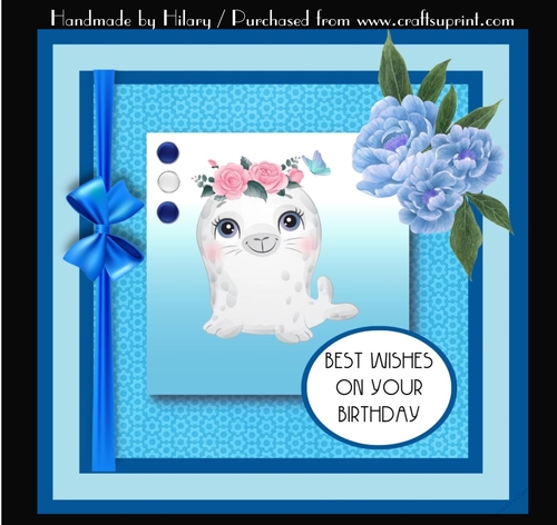 7 Inch Square Card Mini Kit -  Cute Little Seal