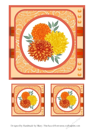 7 inch and 3 inch Square Toppers - Dahlias