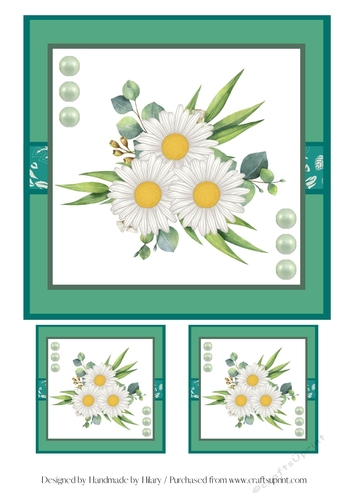 7 inch and 3 inch Square Toppers - Daisies