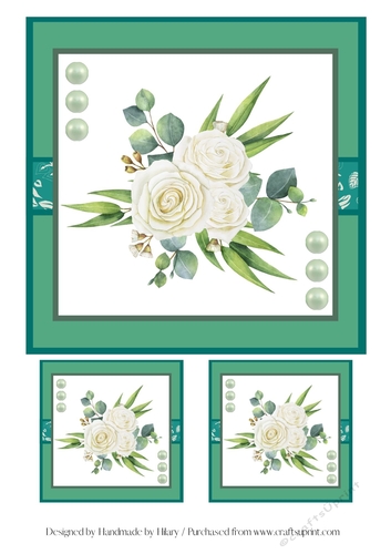 7 inch and 3 inch Square Toppers -   White Roses
