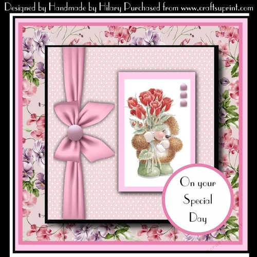 7 Inch Square Card Mini Kit -  Hedgehog with Roses
