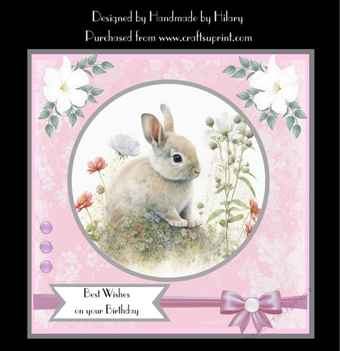 7 Inch Square Card Mini Kit -  Cute Little Bunny 1